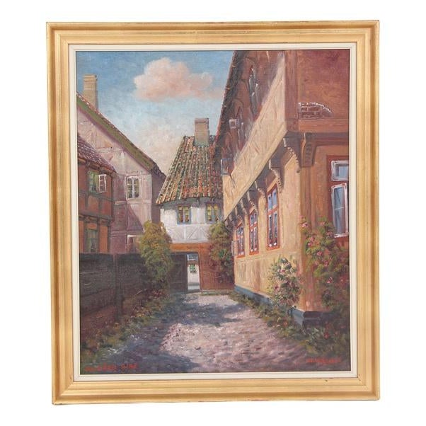 Kurt Werner Adsersen, Motiv aus Ribe, 1950s, Oil on Canvas, Framed For Sale - Image 6 of 6
