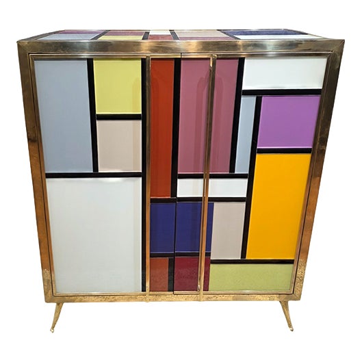 Multicolored Murano Glass Sideboard, 1980s For Sale