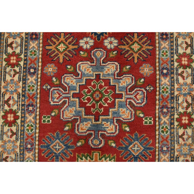 Red Kazak Runner 2’9” X 9’7” Red Wool Tribal Hand-Knotted Oriental Rug For Sale - Image 8 of 13