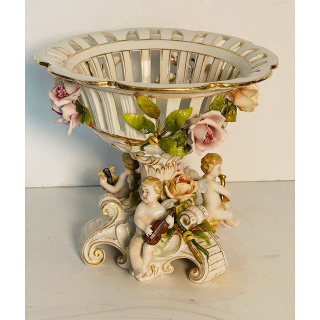 Gorgeous Dresden Antique Porcelain Centrepiece With Putti’s Musical Instruments For Sale - Image 10 of 10