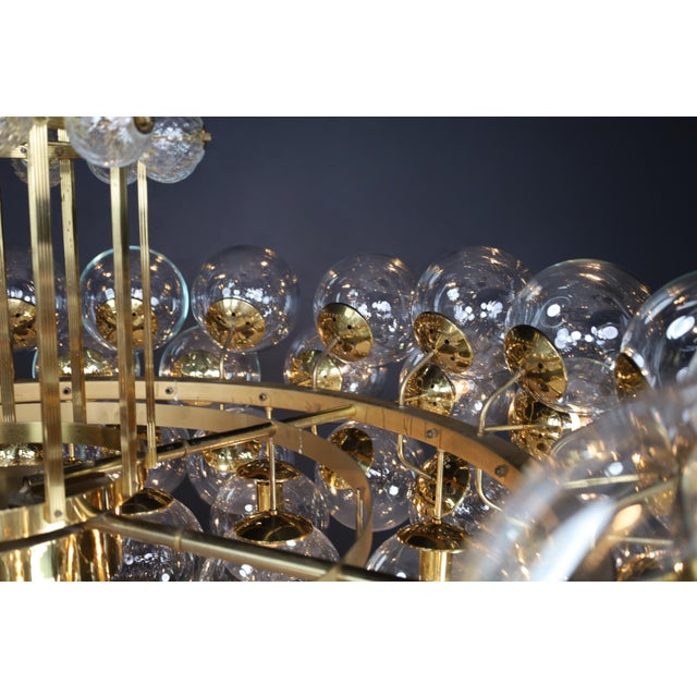 Grande Hotel Chandelier with Brass Fixture and Hand-Blown Glass Globes, 1960s For Sale - Image 18 of 18