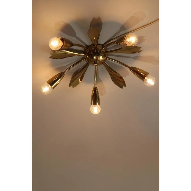 Mid-Century Brass Sputnik Ceiling Light, 1950s For Sale - Image 9 of 12