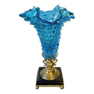 Barovier & Toso Venetian RostratoTurqoise Art Glass Torchier Lamp