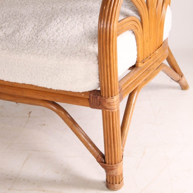 1970s Floral Palm Rattan Lounge Set, 1970s, Set of 3 For Sale - Image 5 of 15