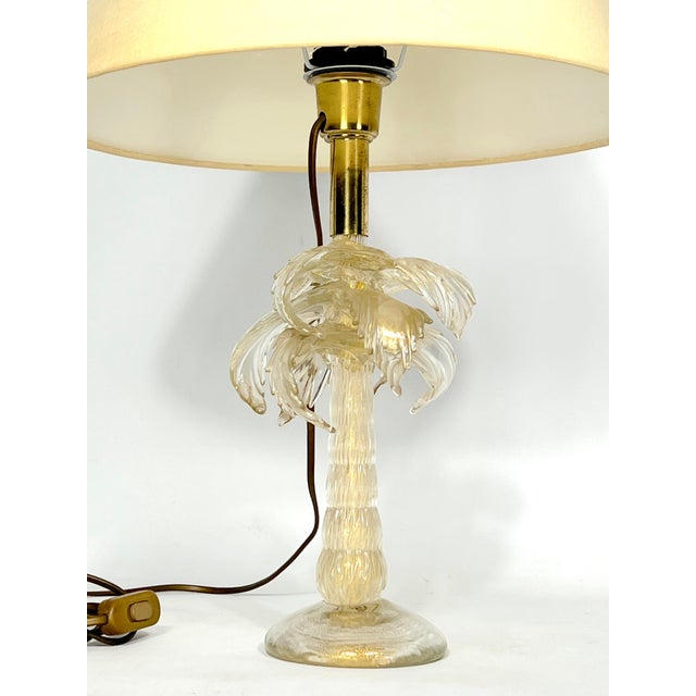 Mid-Century Brass and Murano Glass Table Lamp from Tommaso Barbi, 1970s For Sale - Image 9 of 9