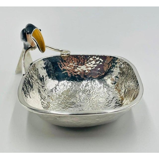 Emilia Castillo Silver-Plate Molcajete/Serving Bowl With Toucan, Mexico 1980s For Sale - Image 11 of 18