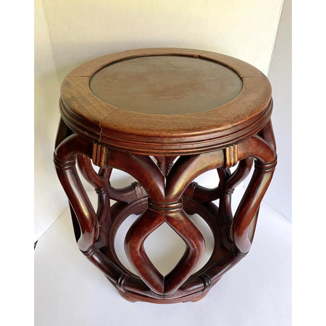 Mid 20th Century Mid 20th Century Chinese Asian Hardwood Carved Drum Stool For Sale - Image 5 of 11