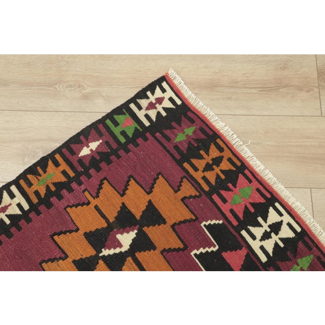 Textile 1970s Tribal Red Ethnic Kilim Rug For Sale - Image 7 of 13