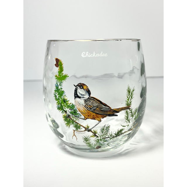 Glass 1960s West Virginia Glass American Songbirds 6 Roly-Poly Tumblers Glasses - Set of 4 For Sale - Image 7 of 9