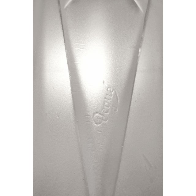Degue & Jamain French Art Deco Nickeled Bronze & Frosted Glass Chandelier 1930s For Sale - Image 12 of 13