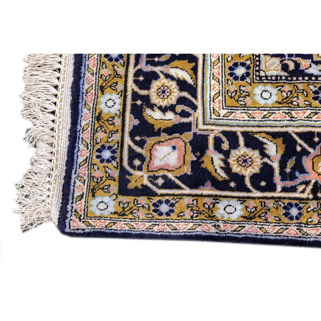 Navy Blue 1970s Vintage Persian Qum Rug 3'6'' x 6' For Sale - Image 8 of 12