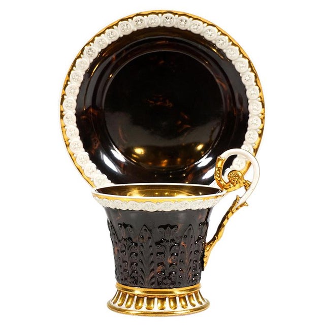 Black Viennese Imperial Marble and Gilt Porcelain Collecting Cup with Acanthus Relief, 1821, Set of 2 For Sale - Image 8 of 8