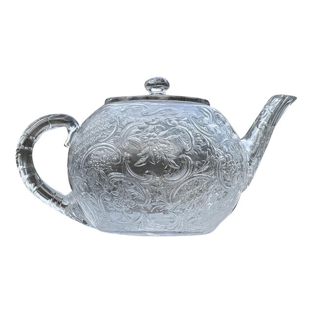 Rare & Fine Antique Hp Sinclaire American Brilliant Period Abp Cut Glass Teapot For Sale