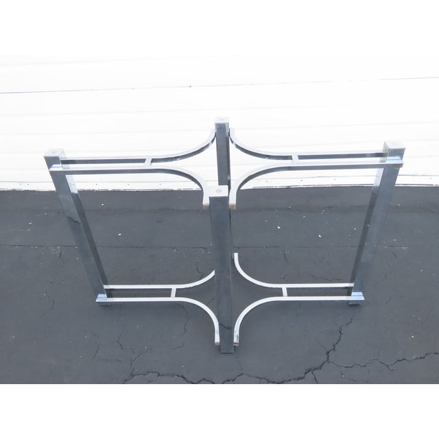 Metal Hollywood Regency Chrome Glass Top Dining Table 6430 For Sale - Image 7 of 18