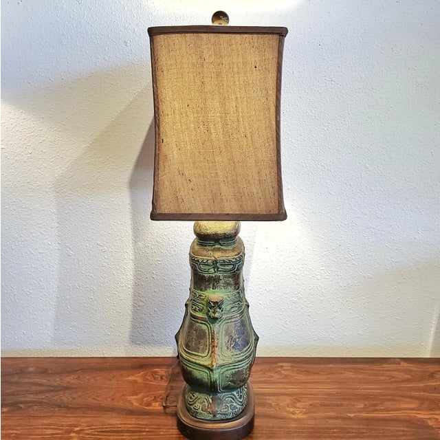 Hollywood Regency Bronze Frederick Cooper Table Lamp in the Style of James Mont For Sale - Image 3 of 11