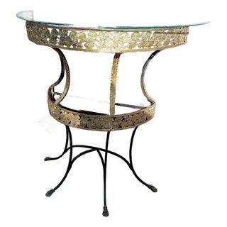 Maison Jansen Style French Neoclassical Brass & Wrought Iron Console With Cloven Hoof Feet For Sale