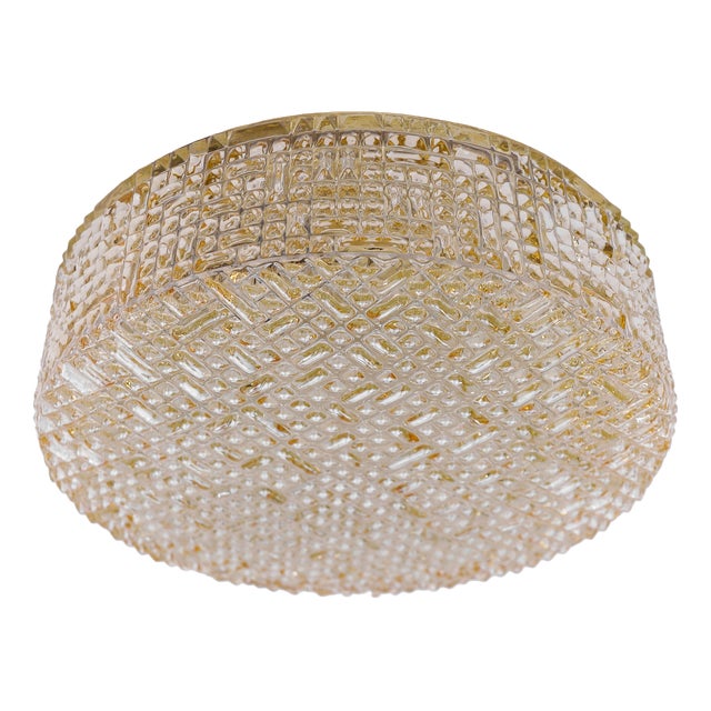 Amber Bubble Glass Flush Mount Lamp by Helena Tynell for Limburg Boom, 1960s For Sale