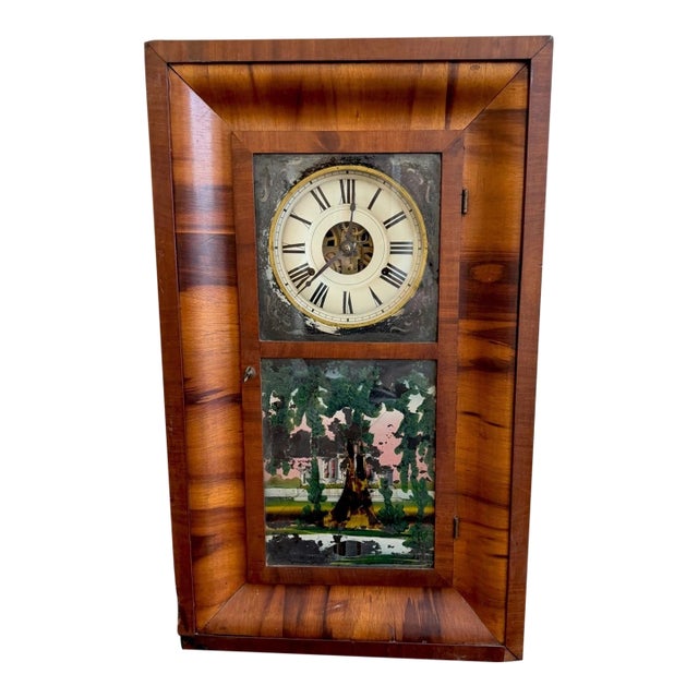 Seth Thomas Antique Round Dial Ogee Clock With Maple Wood Case For Sale