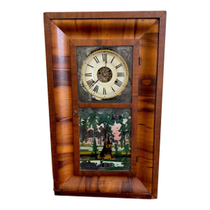 Seth Thomas Antique Round Dial Ogee Clock With Maple Wood Case