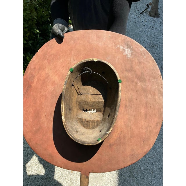 Vintage Tribal Geometric Painted Wood Shield For Sale - Image 14 of 15