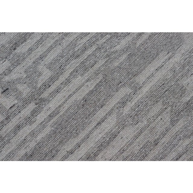 Modern Hand Knotted Wool Area Rug in Cream and Gray With Abstract Design For Sale - Image 11 of 12