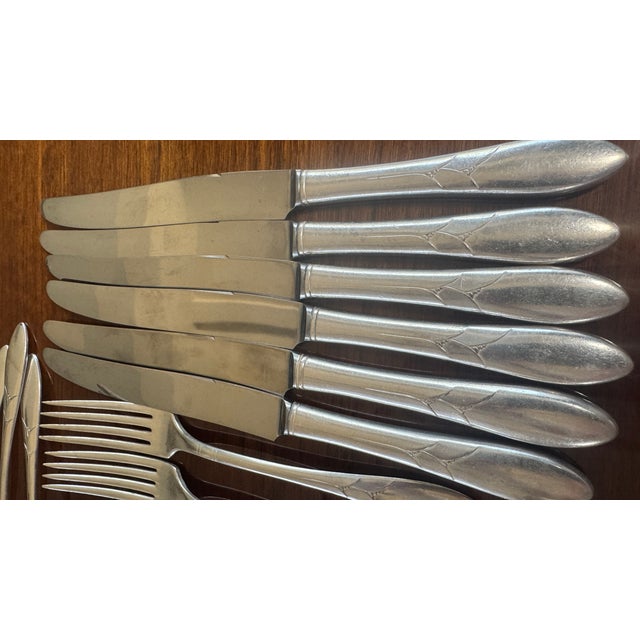 Vintage Silverplate Lady Hamilton Silver Flatware Set, Art Deco, C1932 Oneida Rare - 44 pcs For Sale - Image 12 of 13