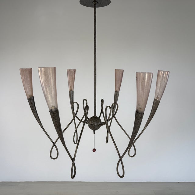 Italian 1980s Sergio Terzani Murano Chandelier For Sale - Image 3 of 12