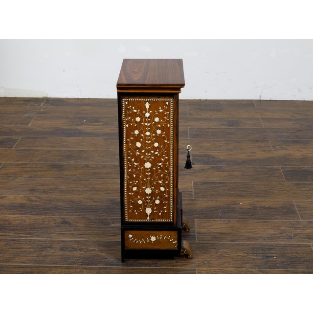 English 19th Century Miniature Cabinet with Scrollwork Inlay and Inner Drawers For Sale In Atlanta - Image 6 of 12