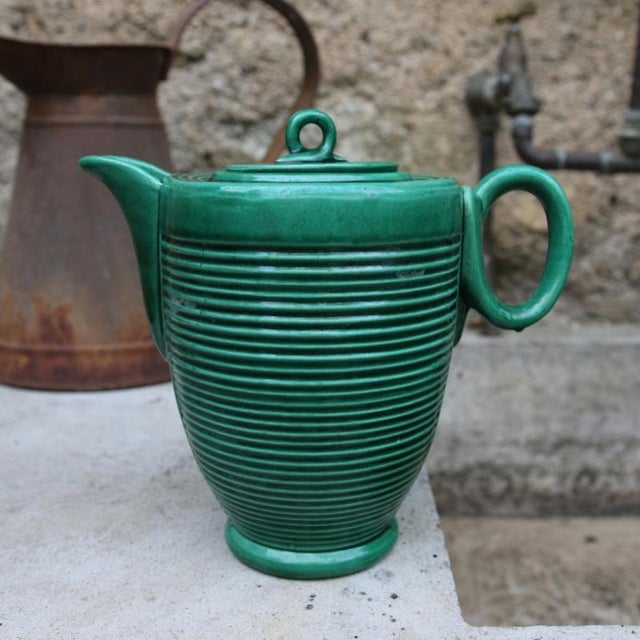 Green Glazed Ceramic Coffee Service by Blanche Letalle, 1950s, Set of 27 For Sale - Image 11 of 18