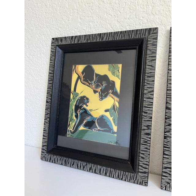 Art Deco 1950s Panther Jungle Prints by Locke, Framed - Pair For Sale - Image 3 of 8
