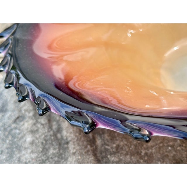 Black Mouth-Blown Glass Art Bowl in the Shape of a Shell, from the Jozefina Krosno Glass Art Manufactory, Poland, 1980s For Sale - Image 8 of 18