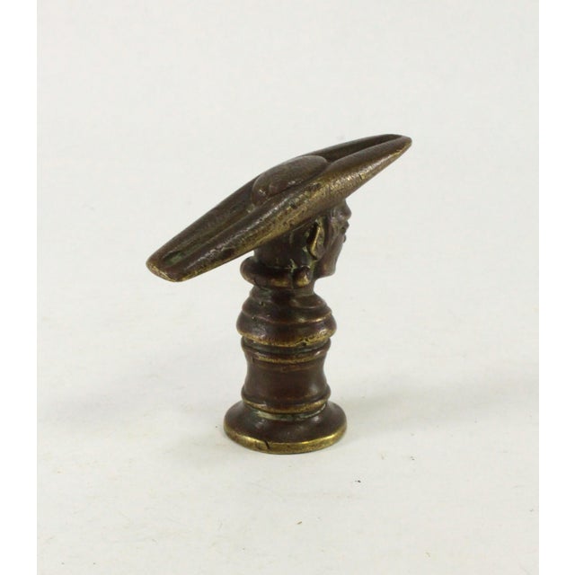18th / 19th C. Apothecary Bronze Masher Pestle, Figural With Man in Bicorn Hat For Sale - Image 9 of 16