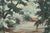 Tranquil oil landscape of two people sitting on a dock by a lake near Medina, Ohio by Joseph Yeager (American, 20th...