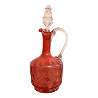Antique Victorian Cranberry Glass Decanter, 1860 For Sale
