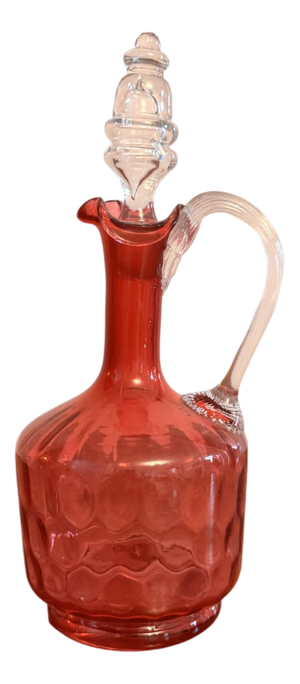 Antique Victorian Cranberry Glass Decanter, 1860