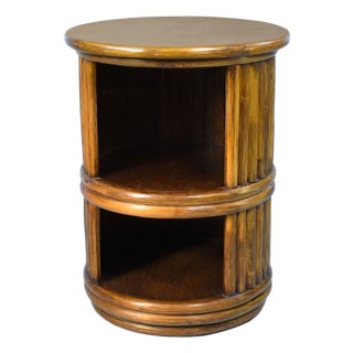 Late 20th Century Bamboo and Rattan Rotating Table by McGuire For Sale