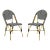 Perry Indoor-Outdoor French Bistro Stacking Side Chair in Black & White & Light Brown - a Pair For Sale