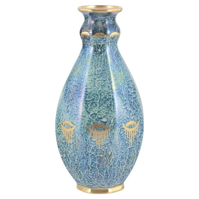 Blue Octagonal Vase in Art Pottery by Josef Ekberg for Gustavsberg, 1940s For Sale - Image 8 of 8