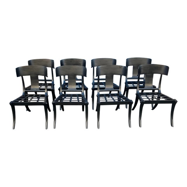 Modern Mid-Century Style Klismos Patio Dining Chairs - 8 For Sale