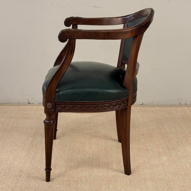 Wood Antique French Louis XVI Neoclassical Mahogany Armchair by Hirler of Alsace For Sale - Image 7 of 18