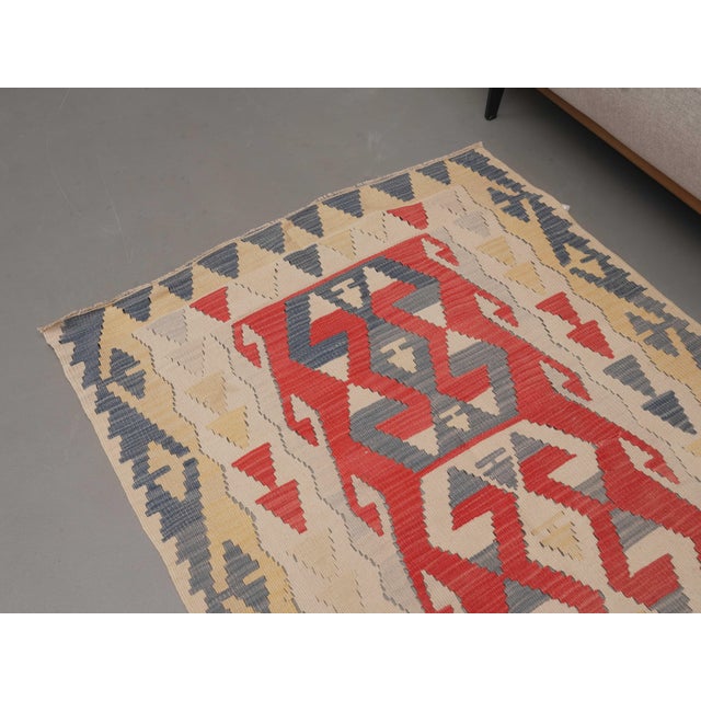 1970s Vintage Handmade Wool Cotton Red Area Rug For Sale - Image 4 of 11