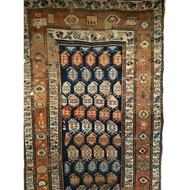 Persian Vintage Persian Kurdish Runner Rug, Hand-Knotted Wool, All-Over Paisley Pattern, Blue & Green, 4x10 For Sale - Image 3 of 9