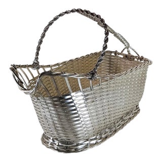 1950s Christofle Bottle Holder From the Gallia "Panier Vannerie" Collection For Sale