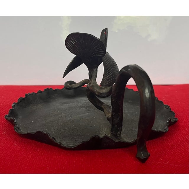 Antique Early 20th Century American Arts & Crafts Bronzed Iron Turkey Bird Card Tray For Sale - Image 4 of 15