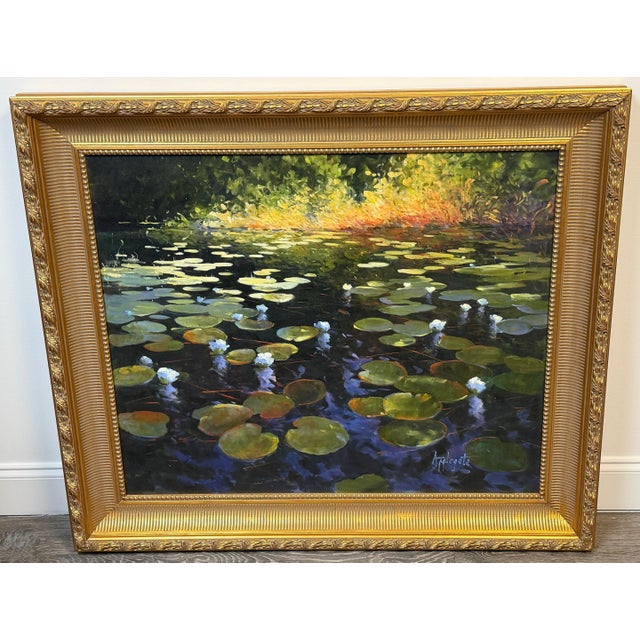 Late 20th Century Barbara Applegate (American, b. 1954) Impressionist Water Lilies For Sale - Image 5 of 15