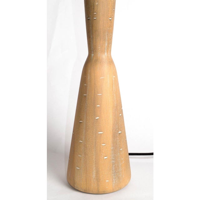 Vintage Natural Tapered Solid Wood Brass Table Lamps Mid-Century Modern, Pair For Sale - Image 12 of 18