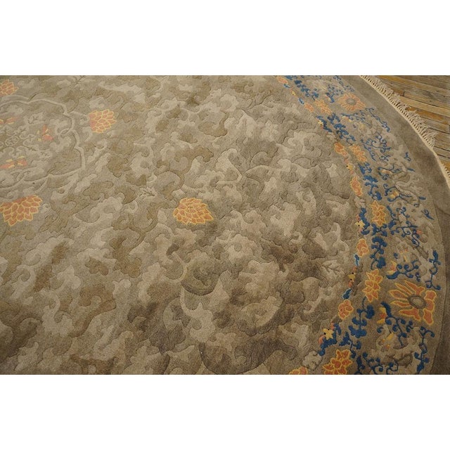 Excellent Tan-Camel Background in a Chinoiserie Pattern Antique Oval Chinese Peking Dragon Rug For Sale - Image 9 of 12