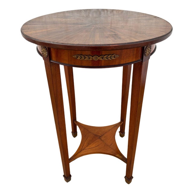 French Neoclassical Round Gueridon With Bronze Mounts, 20th Century For Sale