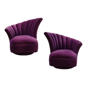 Scalloped Asymmetrical Lounge Chairs, 1940s - A Pair