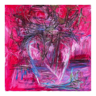 Wild Arrangement in a Crystal Vase — 48x48 For Sale